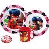Stebuklingas „Ladybug“ vakarienės rinkinys, mikroplastiko rinkinys su 350 ml puodeliu