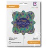 Su gimtadieniu blizgučiais Peacook folijos balionas „Happy Birthday“, 46 cm