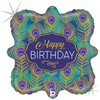 Su gimtadieniu blizgučiais Peacook folijos balionas „Happy Birthday“, 46 cm