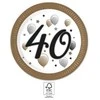 Su gimtadieniu Milestone Su gimtadieniu 40 Popierinės lėkštutės 8 vnt. 23 cm FSC