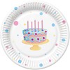 Su gimtadieniu tortas su balionais Popierinės lėkštės Su gimtadieniu 8 vnt. 22,7 cm