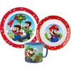 „Super Mario“ vakarienės rinkinys, mikroplastiko rinkinys su puodeliu, 265 ml