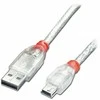 USB Kabelis - LINDY USB 2.0 Type A į Mini-B Laidas, M/M, Didelės Spartos, 1 m, Skaidrus