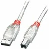 USB Laidas - LINDY USB 2.0 Type A į B Laidas M/M, 5 m, Skaidrus