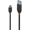 USB Kabelis - LINDY Juodas Line USB 3.2 Type A į C Laidas, M/M, 10Gbps, 15W, 0.5 m, Juodas