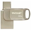 Patriot Memory Tab T560 64GB USB atmintinė, dviguba USB 120MB/s (PS64GT560DS5D), Sidabrinis