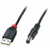 USB Kabelis - LINDY USB 2.0 Type A į 5.5mm DC Laidas, 1.5 m, Juodas