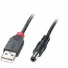 USB Kabelis - LINDY USB 2.0 Type A į 5.5mm DC Laidas, 1.5 m, Juodas