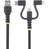 Kabelis USB StarTech USB-A - USB-C + microUSB + Lightning 1 m Juodas (RLTCUB1MBK)