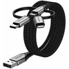 „Vention“ USB 2.0 A tipo kištukas į 3 viename „Micro-B“, USB-C ir „Lightning“ tipo kištuką, 1 m, pilkas, aliuminio lydinio tipas