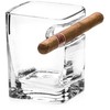 Stiklinė viskiui su cigaro laikikliu