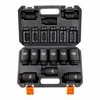 1/2 colio smūginių galvučių rinkinys automobilių remontui, gilios metrinės galvutės 29-38 mm, 9 dalių rinkinys, nešiojamas dėklas, įrankiai mechanikams