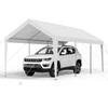 10 x 6 m Automobilio Pavėsinė, Tvirta Nešiojama, Visiems Orams, Balta, Cinkuotas Plienas, Automobilių Palapinė, Prieglauda, Stoginė