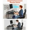 Vevor 120 cm kompiuterio stalas su LED, maitinimo lizdais, apverčiamas žaidimų stalas su monitoriaus stovu, namų biuro darbo vieta, juodas stalas su lentynomis, modernūs baldai