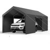 12x6 m Tvirtas Automobilių Paviljonas su Sienomis, Nešiojama Pastogė, Garažas, Sandėliavimas, Renginiai, Pilka