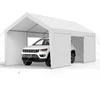 12x6 m Tvirtas Automobilių Prieglauda su Sienomis, Nešiojamas Garažas, Pavėsinė, Sandėliukas, Cinkuotas Plienas