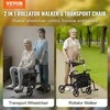 2in1 riedantis vaikštynė-vežimėlis senjorams, lengva sulankstoma, visiems paviršiams, neįgaliojo vežimėlis, mobilumo priemonė, su ratukais, pagyvenusiems
