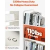 3 pakopų mobili bibliotekėlė, dvigubos W formos lentynos, balta, tvirta, biuro, mokyklos, knygų vežimėlis, dokumentų laikymo stendas