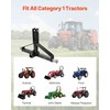 3 taškų priekabos vilkimo jungtis, 50.8 mm imtuvas 1 kategorijos traktoriui, 1360.78 kg galios adapteris, suderinama su Kubota Mahindra Ford Yanmar John Deere, žemės ūkio technikos priedas