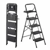4 pakopų sulankstomos plieninės kopėčios namams ir biurui, laiptelis su plačiais neslystančiais pedalais ir patogia rankena, nešiojamos buitinės kopėčios iki 272 kg