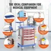 5 aukštų laboratorinis vežimėlis, medicininis vežimėlis su 5 stalčiais ir 2 šiukšliadėžėmis, mėlynas mobilus vežimėlis su ratukais, įrankių vežimėlis, laboratorijos vežimėlis