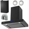 60 cm juodas virtuvės gartraukis, kamininis, didelio efektyvumo, LED apšvietimas, modernus dizainas