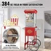 8 oz (0.23 kg) spragėsių aparatas su vežimėliu, 850 W raudonas, kino teatro stiliaus, namams ir komercinei paskirčiai, spragėsių gaminimo mašina