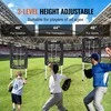 9 skylių beisbolo tinklas 21 x 29, softbolo treniruoklis, mušimo tinklas, gaudymo tinklas, reguliuojamas aukštis, su smūgio zona, 4 kuoliukai, jaunimui ir suaugusiems