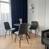 Aksominė kėdė, grafito spalvos, ergonomiška, metalinėmis kojomis, valgomojo, virtuvės, svetainės