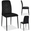 Aksominis valgomojo kėdė svetainei, dygsniuotas dizainas, juodos metalinės kojos, 90 cm aukščio, minkšta kėdė su atlošu, moderni valgomojo kėdė