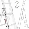 Aliumininės kopėčios su laiptų funkcija, daugiafunkcinės kopėčios, 6.04 metrų darbinis aukštis, 150 kg talpa, universalios kopėčios namams ir sodui