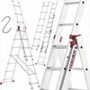 Aliuminio universalios kopėčios, 5.30 metrų darbinis aukštis, daugiapozicinės kopėčios, pastatomos kopėčios, reguliuojamos kopėčios