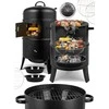 Anglies grilis, 3-in-1 grilis rūkykla viryklė, su termometru, nešiojamas sodo grilis, gaminimas lauke, BBQ grilis