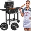 Anglies kepsninė lauke, reguliuojamas aukštis, juoda BBQ grilius, šašlykinė, kepimo grotelės