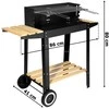 Anglies kepsninė su ratukais, reguliuojamu aukščiu, iešmu, juoda lauko BBQ grilius, šašlykinė, kepimo grotelės