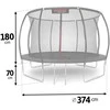 Apvalus 374 cm (12 pėdų) batutas su vidiniu tinklu, sodo batutas, lauko batutas, batutas su apsauginiu tinklu, batutas vaikams