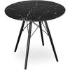 Apvalus modernus stalas Paris Juodas 80 cm, marmuro efekto, juodas, virtuvės, svetainės stalas, valgomojo, kavos staliukas