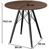 Apvalus palėpės stiliaus stalas, 80 cm skersmens, uosio apdaila, juodos kojos, virtuvės valgomojo stalas, modernus dizainas