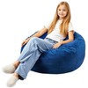 Apvalus sėdmaišis su nuimamu užvalkalu, olandiška mėlyna velvet, užpildytas viskoelastine medžiaga, 89 cm skersmens, patogus sėdėjimas