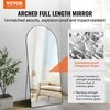 Arkinis viso ilgio veidrodis, 180cm x 81cm, pastatomas arba pakabinamas, sprogimui atsparus stiklas, aliuminio rėmas, didelis arkinis veidrodis miegamajam