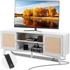 Baltas TV staliukas iki 191cm TV, 3 lentynos, svetainės spintelė, TV komoda, ratano TV spintelė