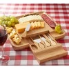 Bambukinė sūrio lenta 33 cm su peiliais, medinė serviravimo lenta, užkandžių lėkštė, pjaustymo lentelė, delikatesų padėklas