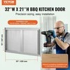 BBQ prieigos durelės, nerūdijančio plieno dvigubos lauko virtuvės durelės, montuojamos lygiai su paviršiumi, su įleistinėmis rankenomis, kepsninių salai ir kepimo stotelei, 914x534 mm, lauko spintelėms