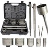 Betono sienos gręžimo karūnų rinkinys, 9 dalių komplektas su SDS plus ir SDS MAX adapteriais, 30-100 mm skylių pjūklų rinkinys, mūro grąžtų rinkinys betonui, plytoms ir plytelėms
