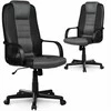 Biuro kėdė, oda ir mikro tinklelis, ergonomiškas dizainas, juoda ir pilka, reguliuojamo aukščio biuro kėdė, patogi kompiuterio kėdė