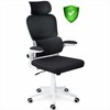 Biuro kėdė su kvėpuojančiu tinkleliu, reguliuojamu aukščiu, ergonomine atrama, supimo funkcija, juoda biuro kėdė
