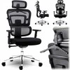 Biuro kėdė su tinkliniu atlošu, ergonomiško dizaino, reguliuojamo aukščio, juoda vadovo kėdė, patogi kompiuterio kėdė