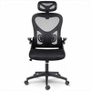 Biuro kėdė su tinkliniu atlošu, reguliuojama galvos atrama, ergonomiško dizaino, juoda kompiuterio kėdė, patogi darbo kėdė