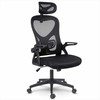 Biuro kėdė su tinkliniu atlošu, reguliuojama galvos atrama, ergonomiško dizaino, juoda kompiuterio kėdė, patogi darbo kėdė