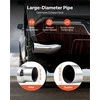 Chromuotas alkūninis išmetimo vamzdžio antgalis sunkvežimiams, 127 mm įleidimas 152.4 mm išleidimas, universalus duslintuvo antgalis su spaustuku, išmetimo sistemos dalys